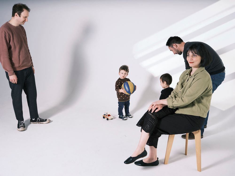 A chaotic scene in a photo studio